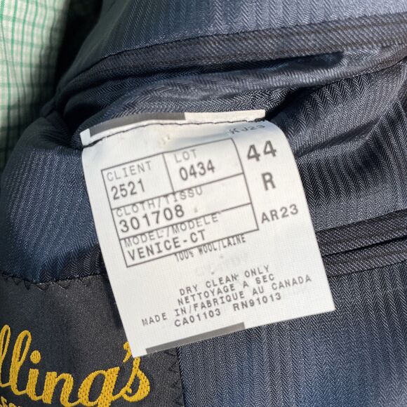 Jack Victor Elite Striped Wool Blazer Blue Two Button Men's Size 44R - Picture 14 of 14